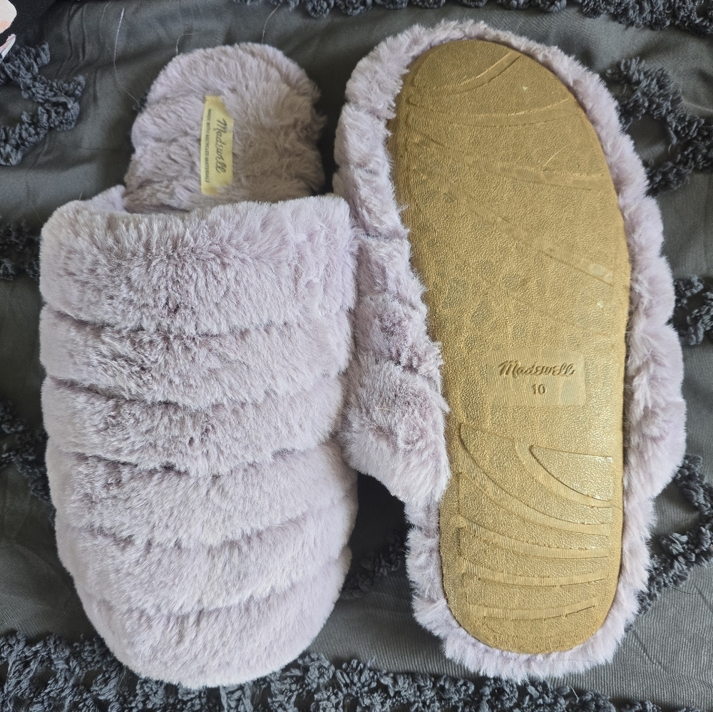 Madewell Plush Slide Slippers in Lavender
